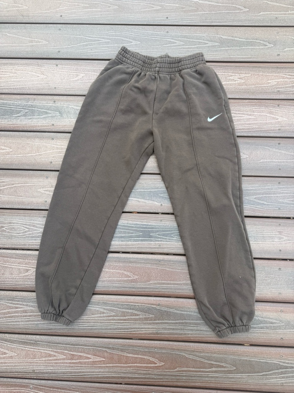 Nike Kids Olive Brown Sweat Joggers with White Swoosh